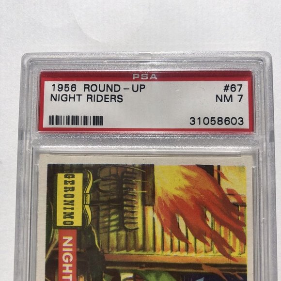 Topps Geronimo Round-Up card #67 Night Riders- 1956-NM 7 PSA Native American - Picture 1 of 6